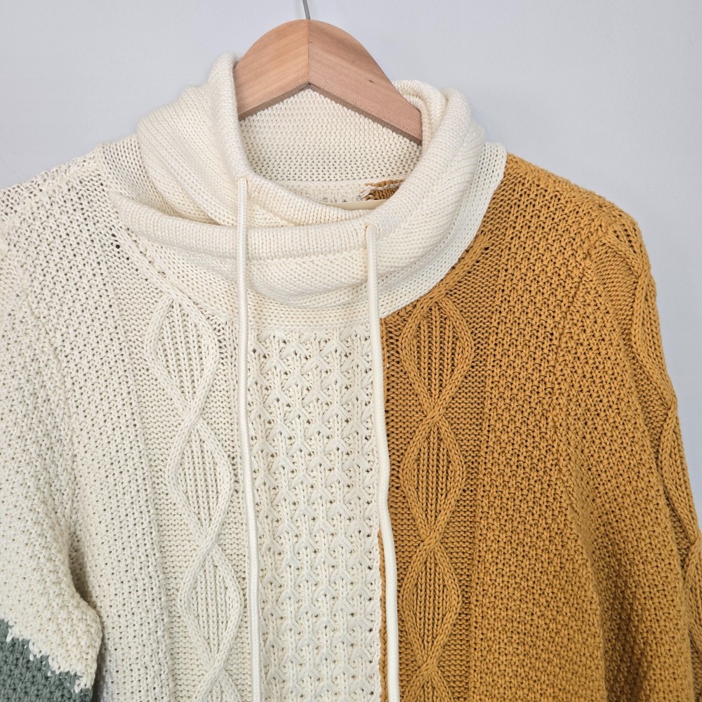 NWT L.L. Bean Signature Womens Cotton Cowl Neck Sweater Size‎ L Fisherman Cozy - Picture 2 of 13